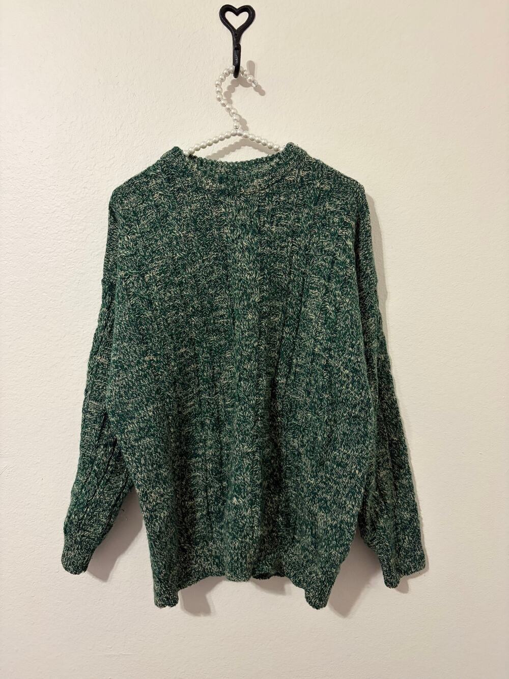 Vintage Enzo Lorenzo Sweater Size XL Green Chunky Knit Pullover Jumper Cozy Top